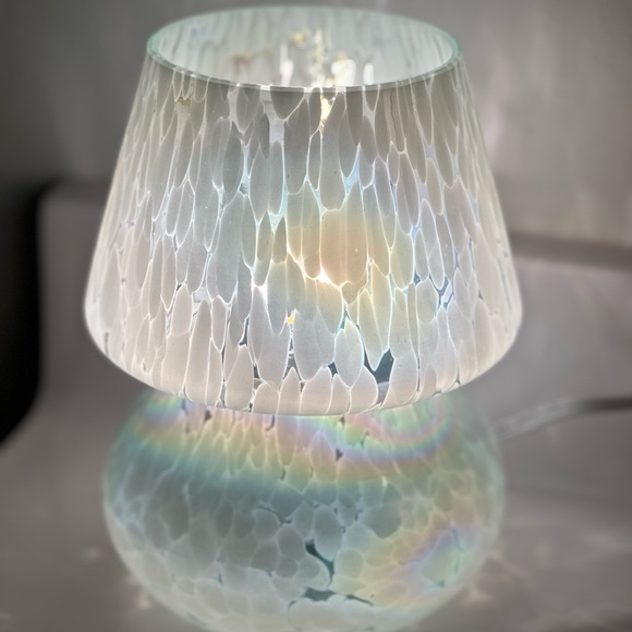 Glass Mushroom Lamp, Bedside Table Lamp, Retro Lamp, Vintage Lamp, Iridescent - Picture 6 of 8